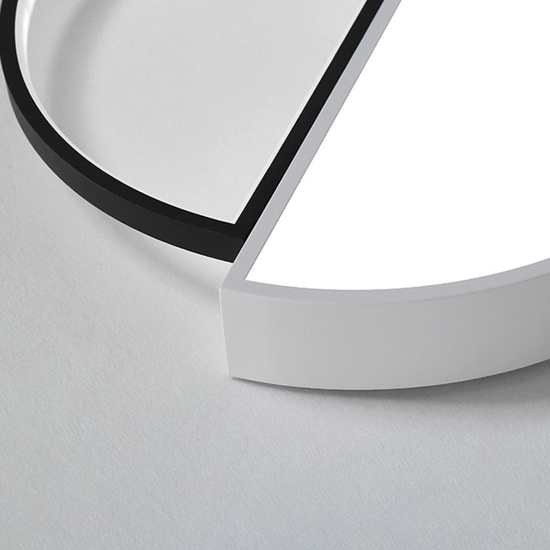 Splicing Round Flush Mount Ceiling Light Modernity Metal LED Black/White Flush Lamp in Warm/White Light/Remote Control Stepless Dimming, 18"/21.5" W