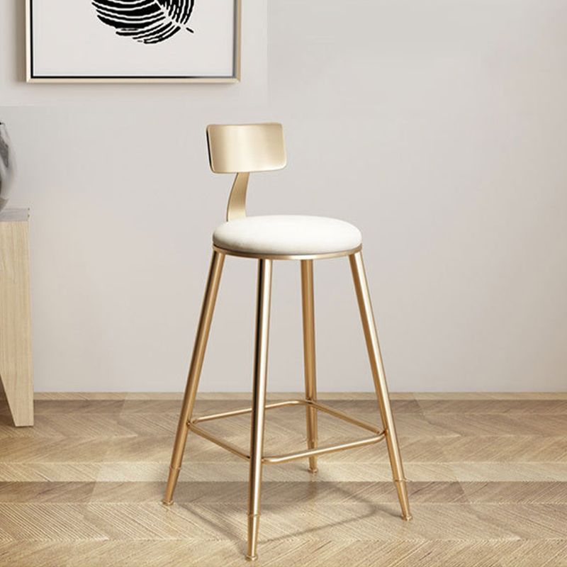 Glam Armless Backrest Counter Stool Iron Bar Stool with Cushion for Milk Tea Shop