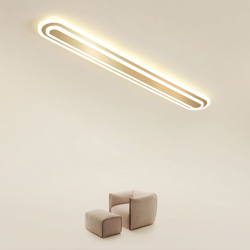 Gouden langwerpige LED-plafondarmatuur minimalisme acryl inbouwlamp voor slaapkamer