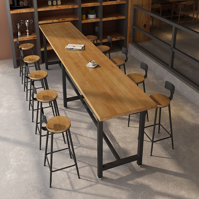 Rectangle Wood Top Counter Table Industrial Style Bar Table for Restaurant