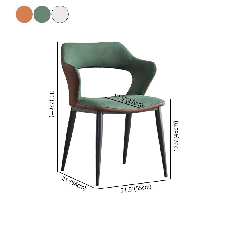 Sillas de comedor con respaldo abierto, sillones de comedor tapizados con patas de metal (juego de 2)