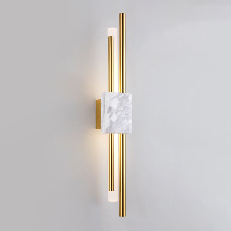Luz de pared de metal moderna LED geométrica LED apliques con mármol para dormitorio