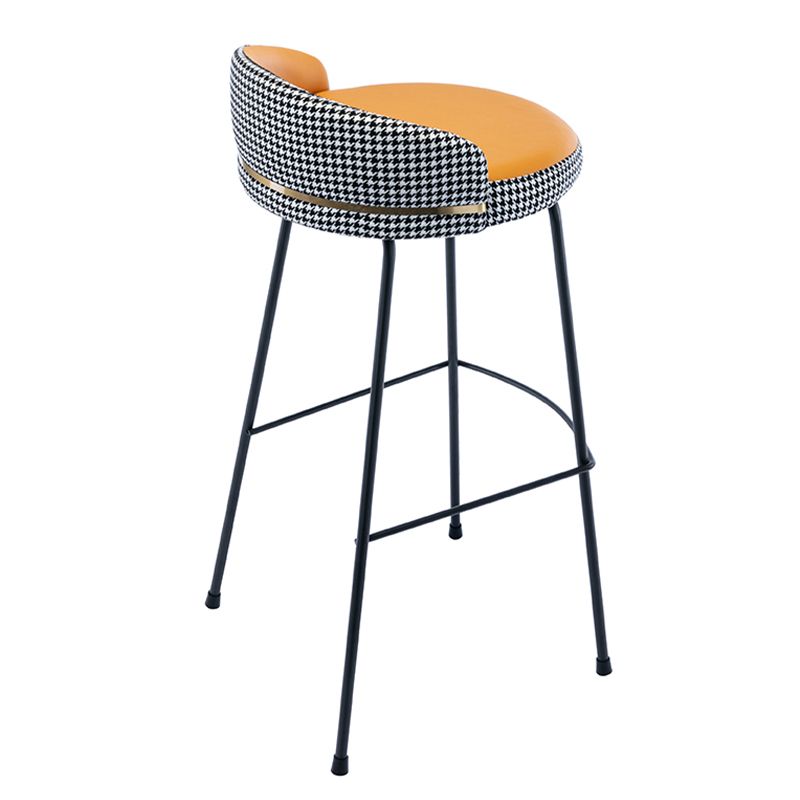 Taburete de bar moderno, taburete de bar de cuero sin brazos con reposapiés, base de metal