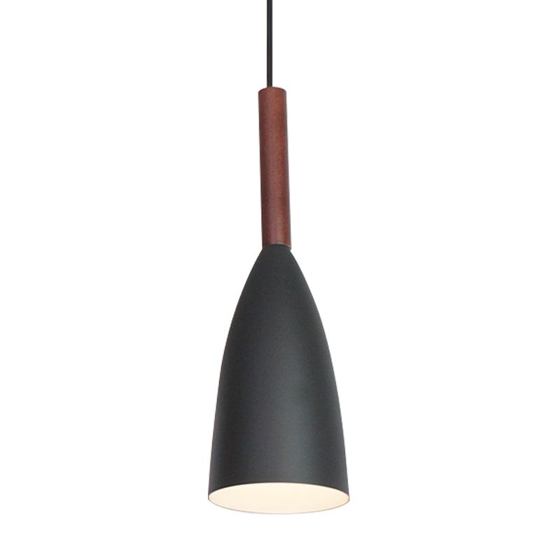 One Bulb Curved Cone Pendant Lamp Modern Stylish Metallic Hanging Light for Restaurant