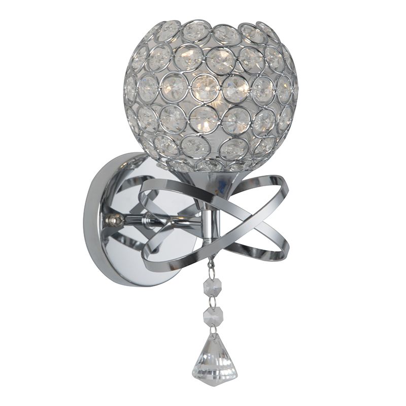 Globe Wall Mount Light Fixture Modern Wall Mounted Lighting with Clear Crystal Shade