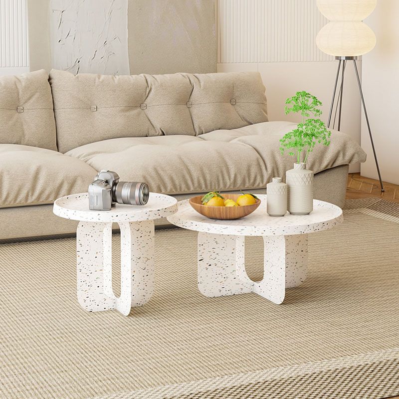 Modern Pedestal Round Coffee Table Set Tray Top Cocktail Table