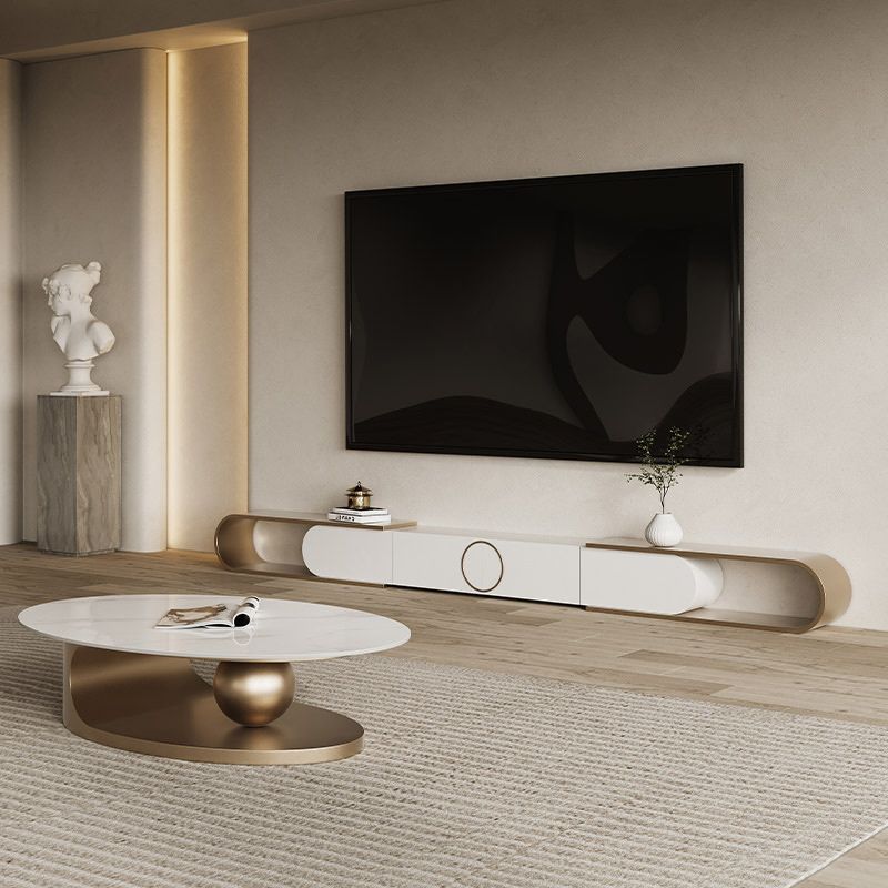 Stone Oval Contemporary Coffee Table Single Pedestal Coffee Table