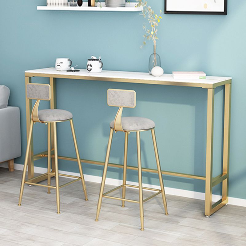 Glam Bar Pub Table Set 1/3 Pcs Rectangle Bar Table and Upholstered Stools with Metal Frame
