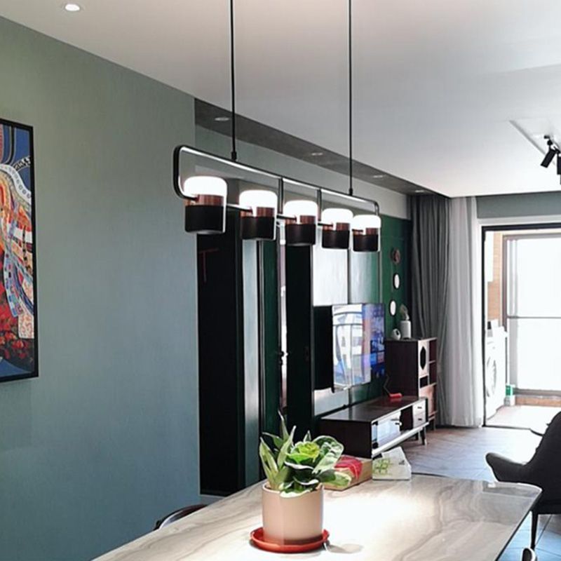 Lampade cilindriche dell'isola moderna lampada lampadario per l'isola multi-testa con ombra acrilica