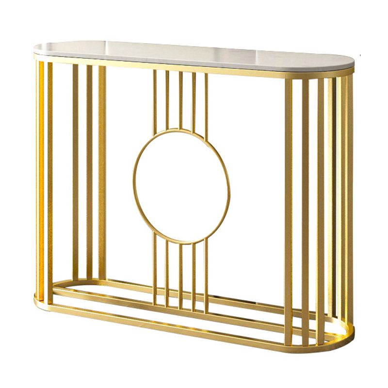 Glam Marble Oval Console Table Gold Frame Console Sofa Table for Hall