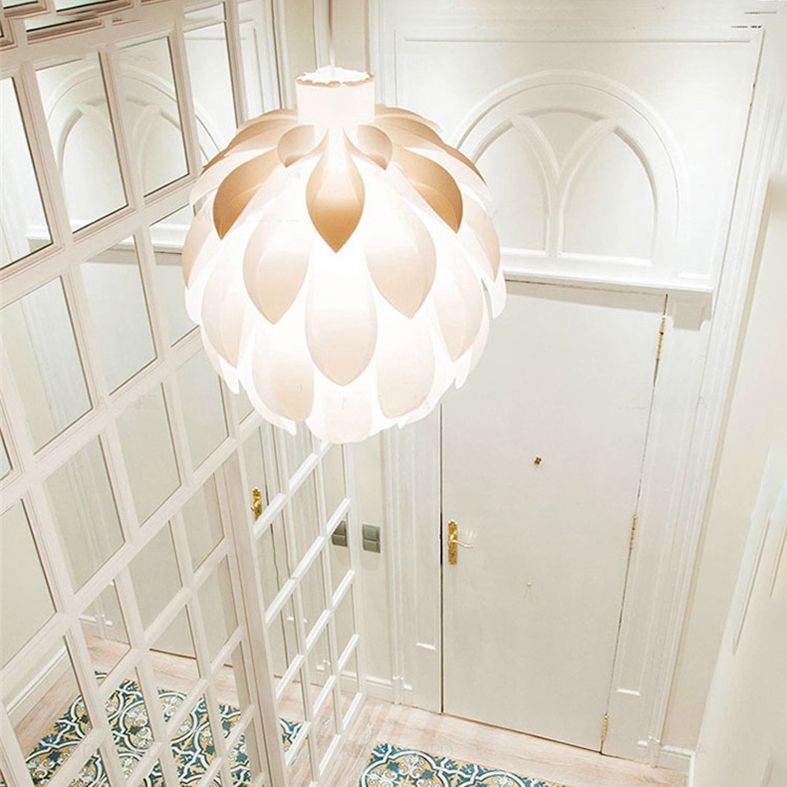 White Plastic Single Hanging Lamp in Modern Creative Style Wrought Iron Pinecone Pendant Light