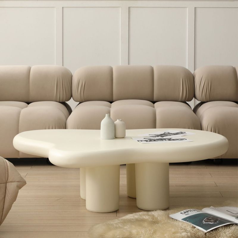 Contemporary Wood Geometric Coffee Table 4 Legs Coffee Cocktail Table