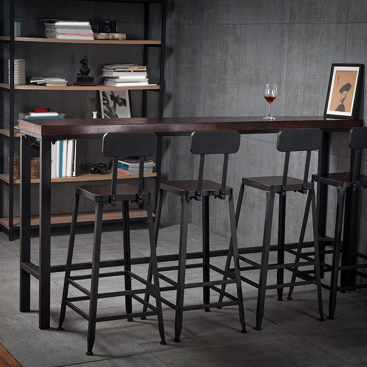 Industrial Rectangle Bar Table Set 1/5 Pieces Solid Wood Counter Table for Indoor