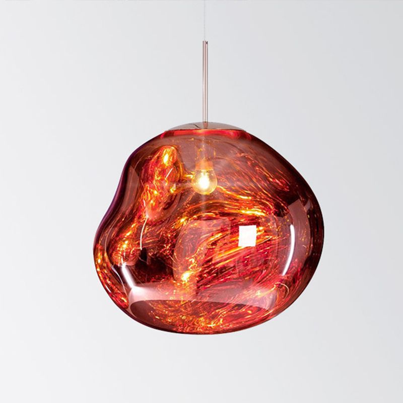 1-Ligth Mouth-Blown Glass Pendant Lighting Fixtures Minimalism Ceiling Pendant for Living Room