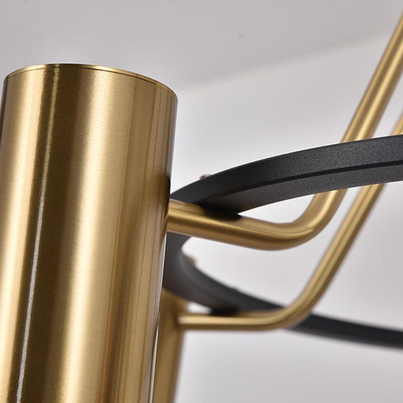 Goldhanglampe Postmoderne Zylinderform Metall Kronleuchter Anhänger Licht