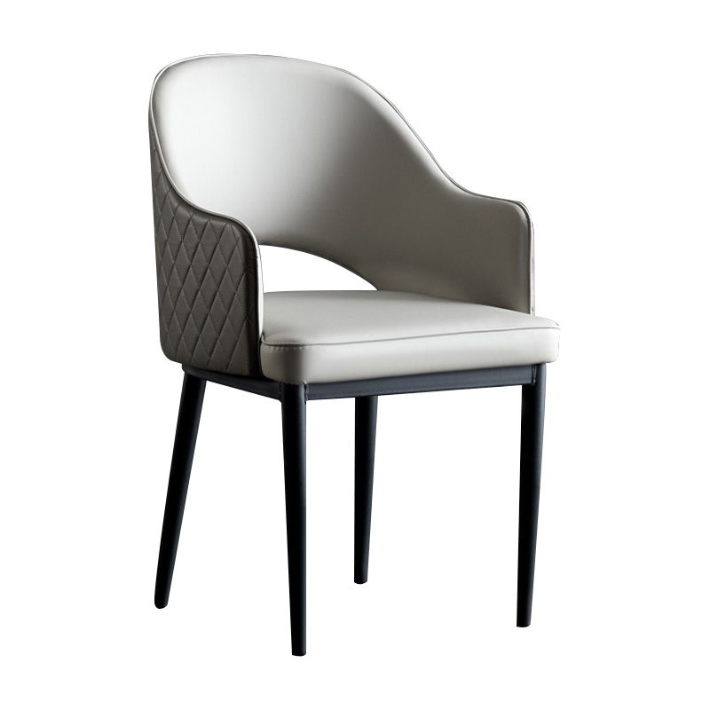 Open Back Dining Arm Chair Modern Style Faux Leather Dining Side Chairs