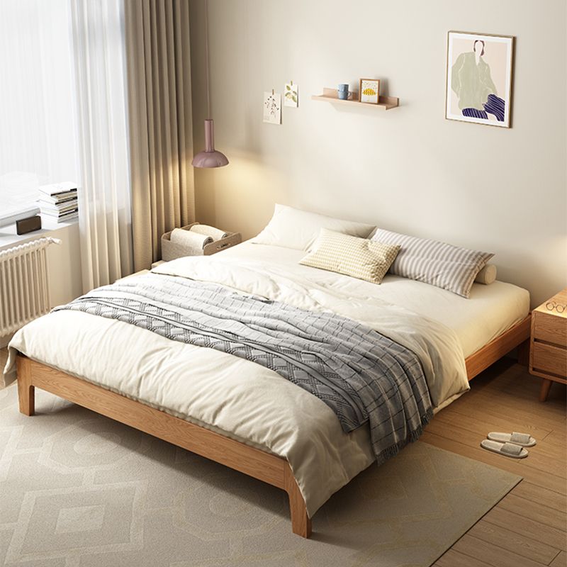 Scandinavian Solid Wood Bed Frame Low Profile Bed with Wood Legs