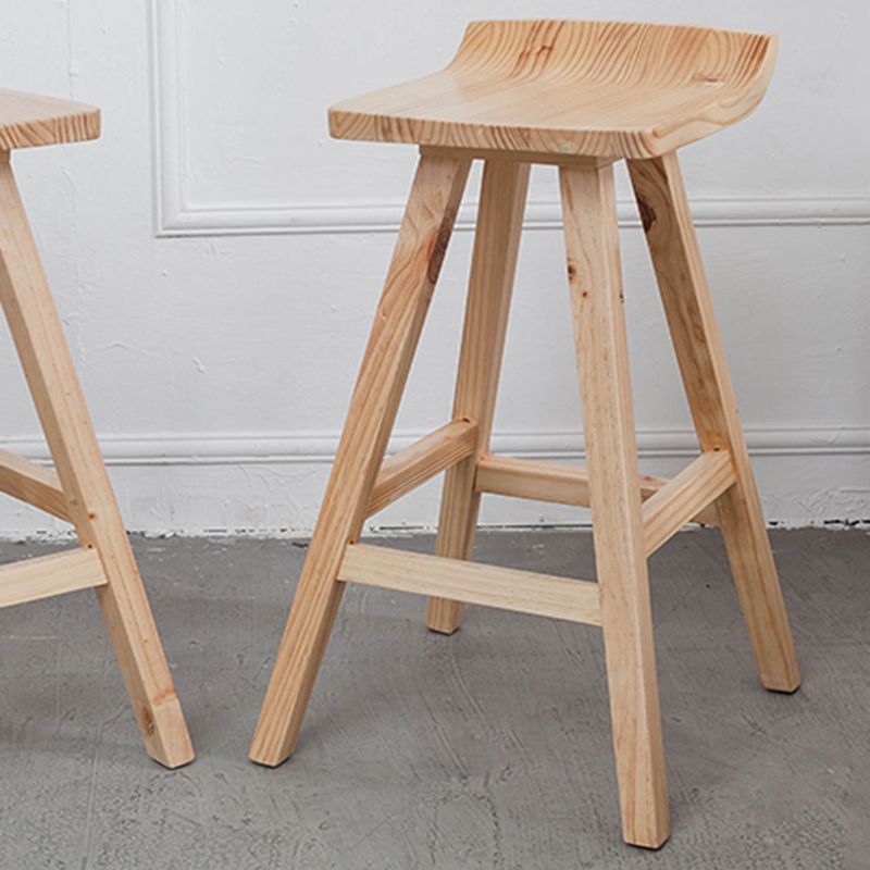 Contemporary Wood Seat Bar Stool Low Back Bar Stool for Home Use