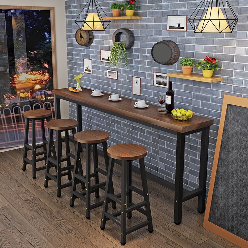 Modern Solid Wood Bar Dining Table Rectangle Bar Table in Brown