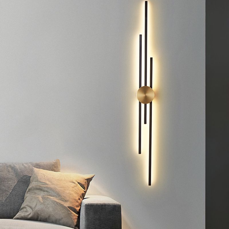 Linear Bathroom Vanity Lighting Brass Bath Sconce in Black & Gold