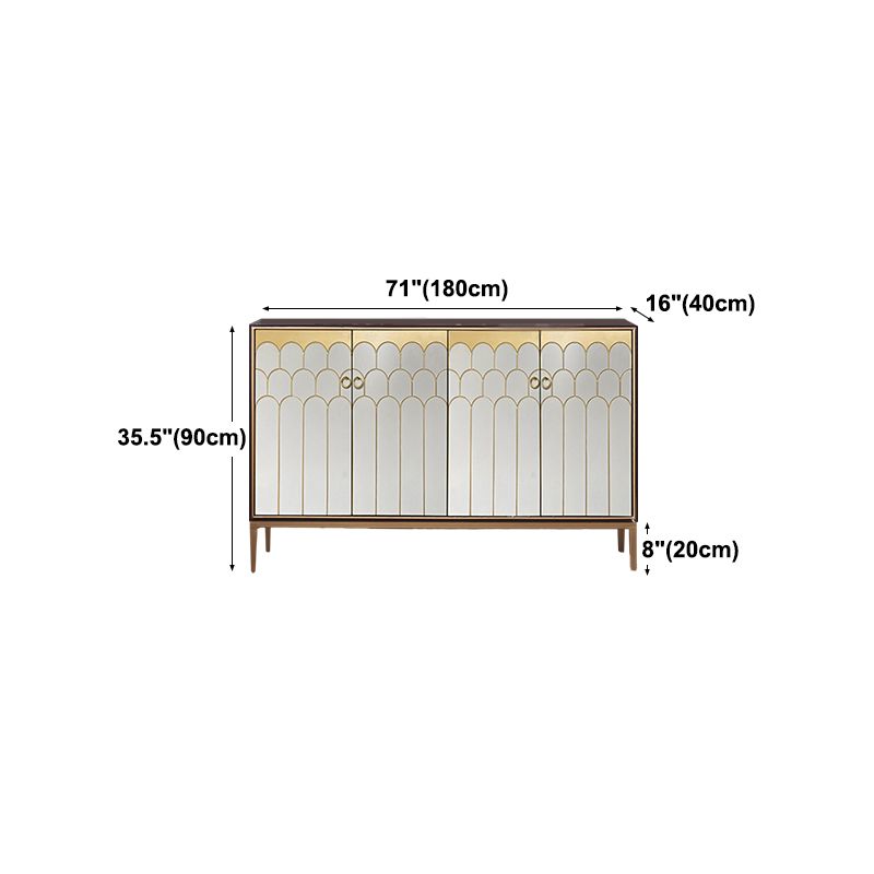 Glam Wood Top Kitchen Server Gold Frame Buffet Server for Living Room