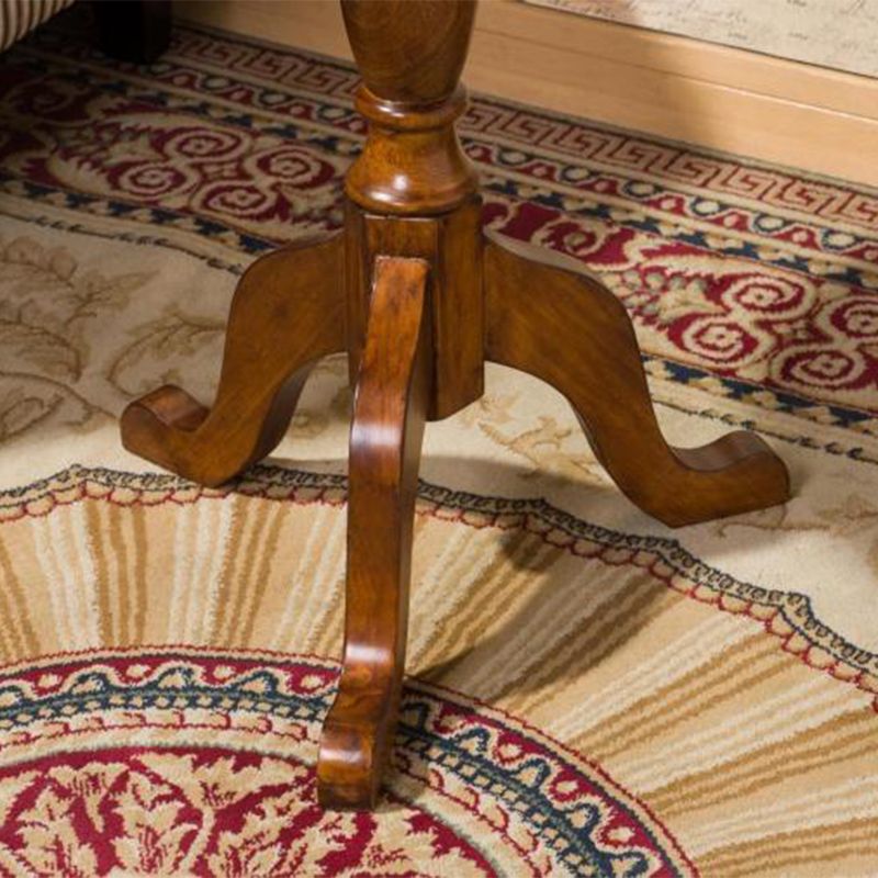 Solid Wood Round End Table Retro Dia 20.08" Sofa Side Accent Table