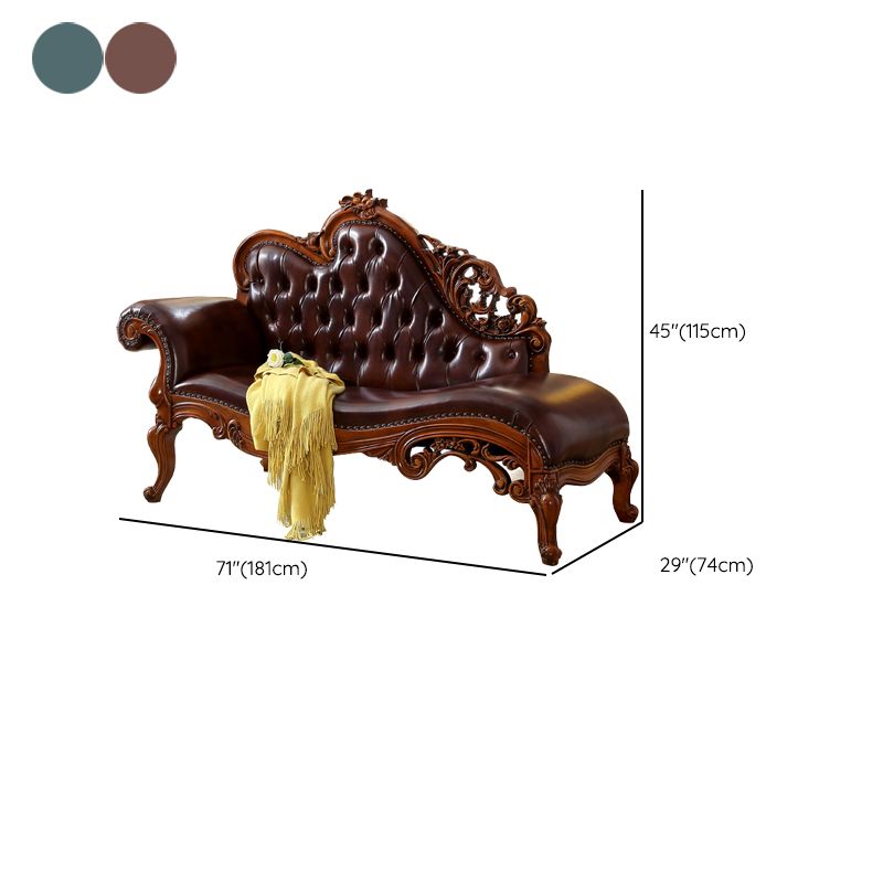 Traditional Brown Birch Accent Chair One Armed Rolled Arms Chaise
