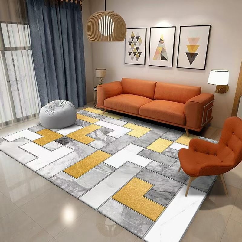 Tapis moderne moderne gris tapis de motif en polyester