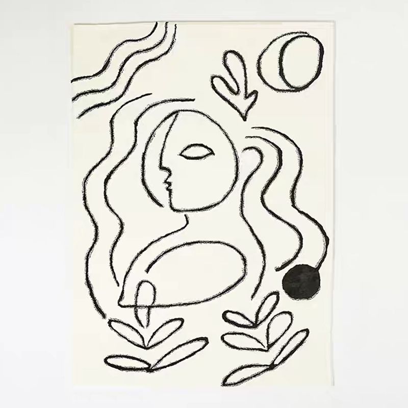 Contemporary Rug Polyester Abstract Face Rug Washable Rug for Living Room