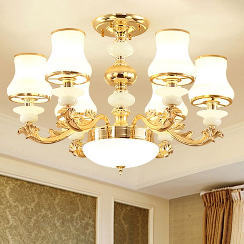 Knop schaduw wit glas ophanging licht retro stijl woonkamer kroonluchter verlichting
