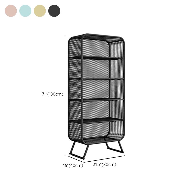 Glam Closed Back Bookcase Metal Standard Bookshelf with Shelves