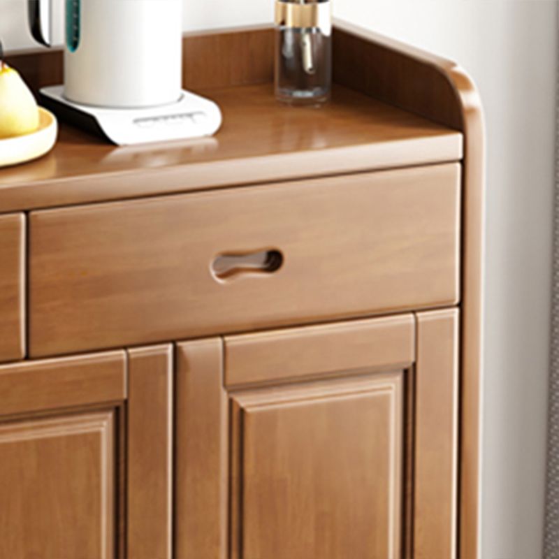 Modern Rectangle Accent Cabinet Wood Grooves Side Cabinet with Drawer