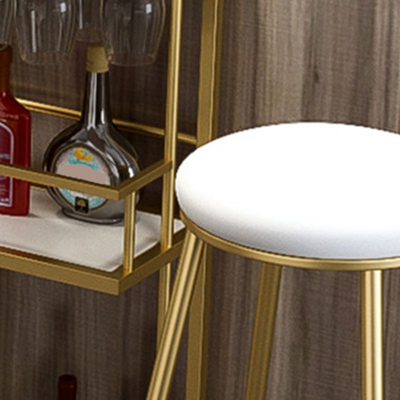 Glam Style 1/2/3 Pieces Bar Table Set Rectangle Stone Bar Table with Metal High Stools