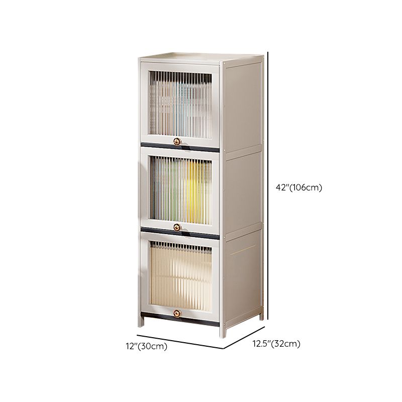 Mid-Century Modern Accent Cabinet Rectangle Storage Cabinet with Doors, White