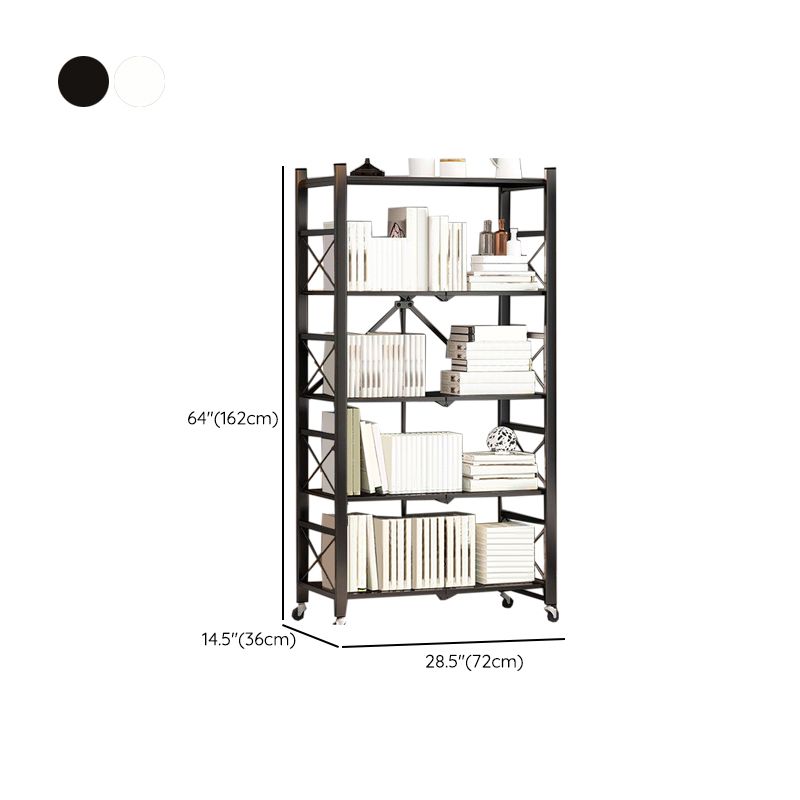 Contemporary Metal Bookshelf Etagere Folding Bookcase with Shelves