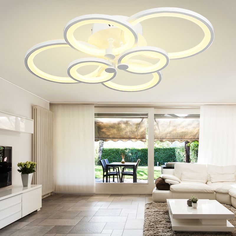 Moderne cirkelvormige schaduw binnen LED plafondlicht acryl semi -spoeling mount