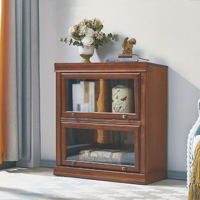 Zeitgenössischer Eichenholz -Standard -Bücherregal braunes Regal mit Glastüren