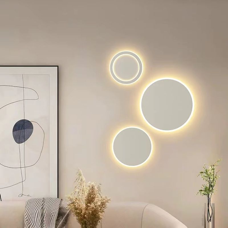 Round LED Wall Lamp Modern Wall Mount Lamp with Acrylic Shade for Bedroom