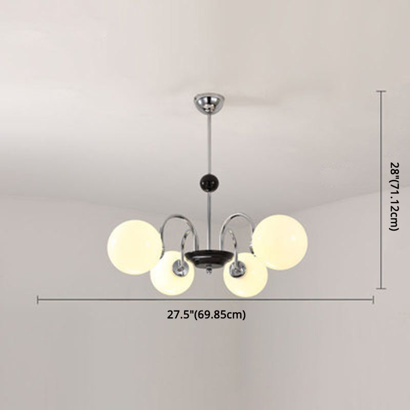 Globe Chandelier Lighting Fixtures Modern White Glass Suspension Light for Bedroom