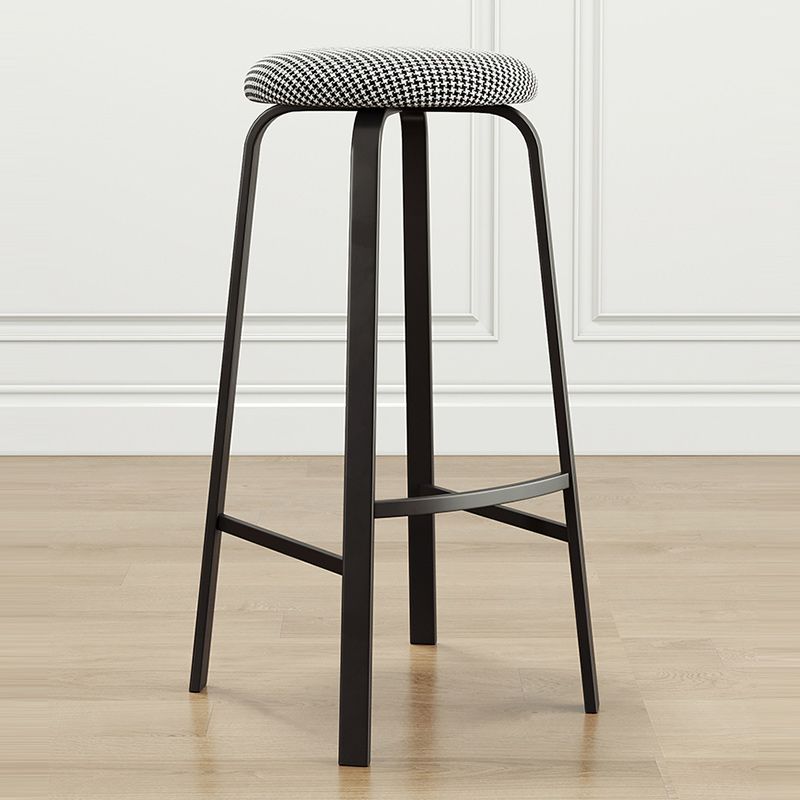 Modern Armless Stackable Counter Stool Iron Cafe Bar Stool with Cushion and Pedal