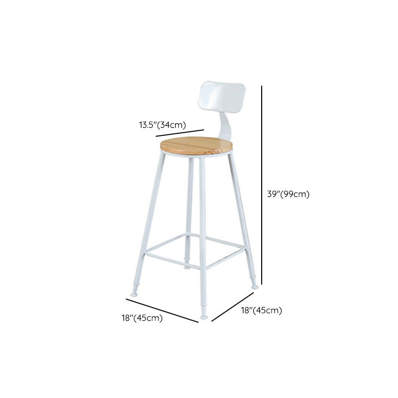 Contemporary Bar Stool Solid Wood Barstool with White Metal Legs
