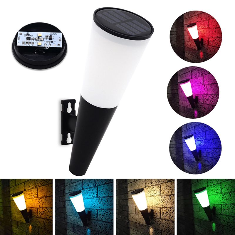 Conical Outdoor Solar Wall Sconce Plastic Nordic LED Wall Light Fixture in Black