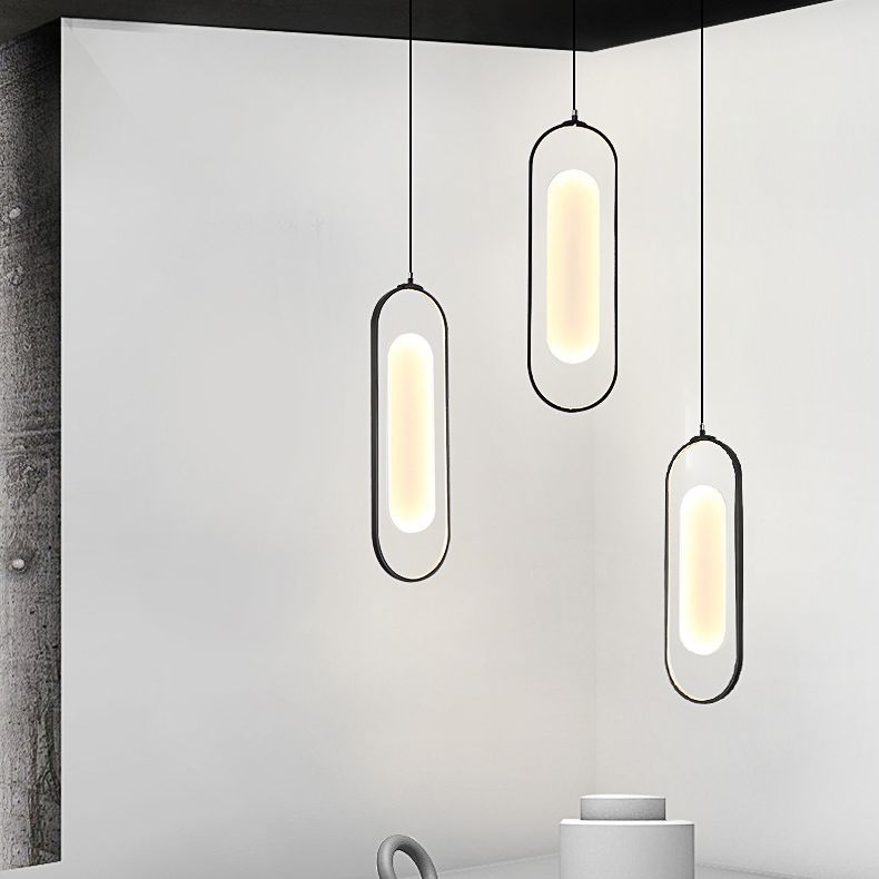 Simplicidad Péndulo oblongo Ligera acrílica La lámpara colgante de acrílico LED en negro