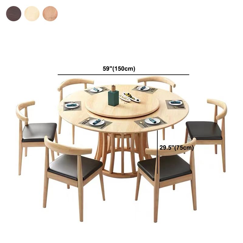 Rubberwood Solid Wood Table Round Dining Table for Kitchen Table