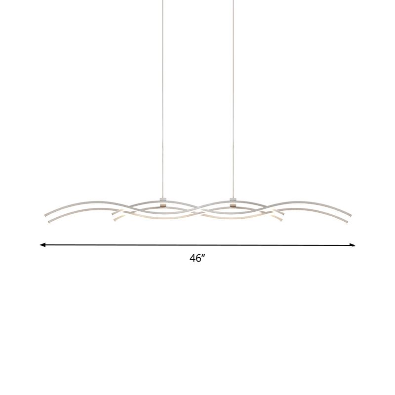 Silver Wave Island Pendant Light Simplicity Acrylic LED Suspended Lighting Fixture in Warm/White Light
