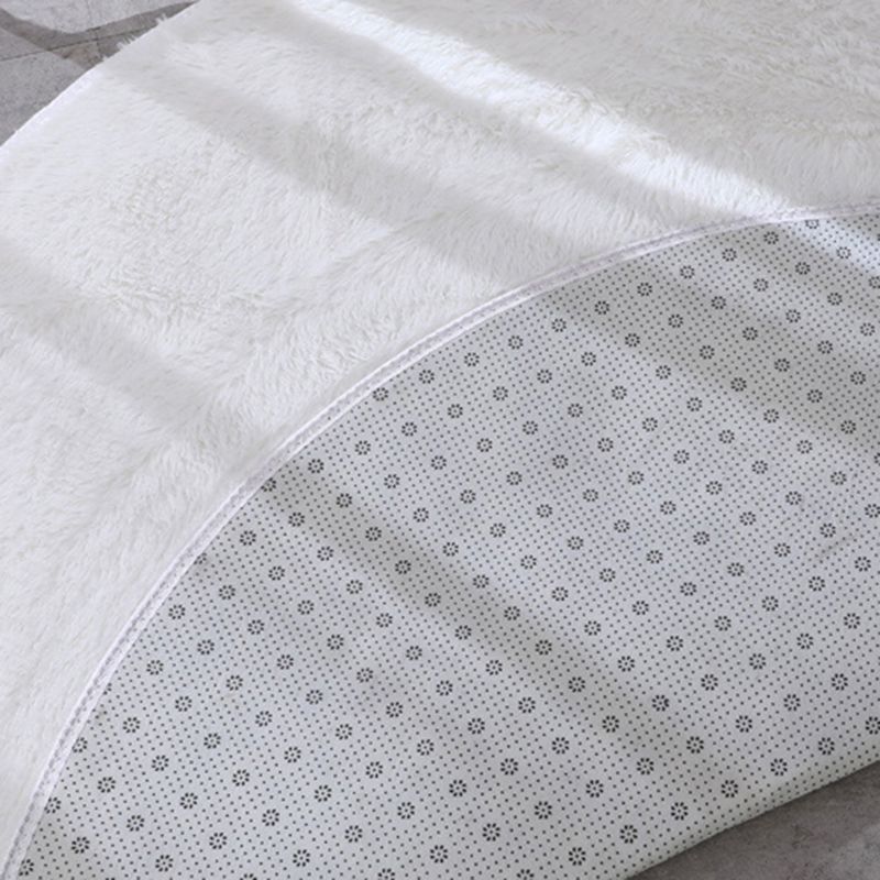 White Living Room Carpet Solid Color Polyester Area Rug Non-Slip Backing Area Rug