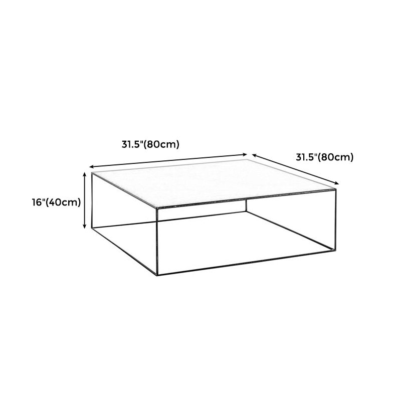 White/Black Metal Frame Coffee Table Modern Square Assembled Table