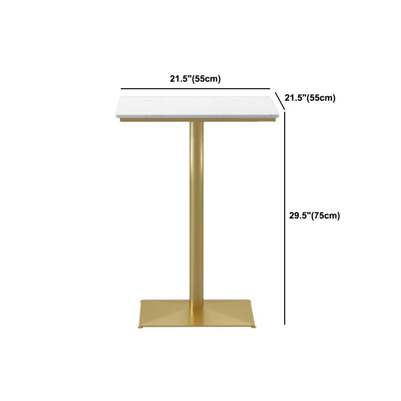 Faux Marble Pub Table Glam White Cocktail Bar Table with Metal Pedestal