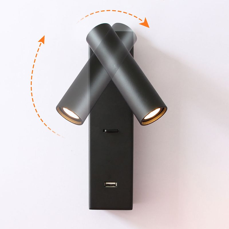 Nordic Minimalism Bedside LED Reading Lamp 350° Rotatable Spotlight Wall Sconce with Switch