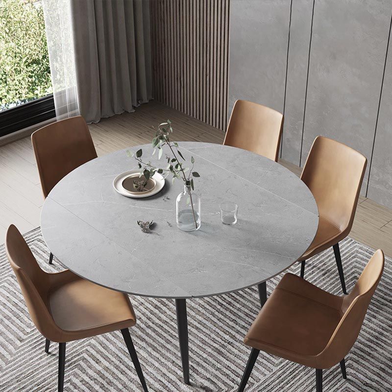 Stone Contemporary Round Dinner Table Matte Finish 4 Legs Table for Home